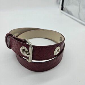 PRUNE of Argentina Red Faux Leather Belt Sz M 90 Alligator Croc Italy Chic Party